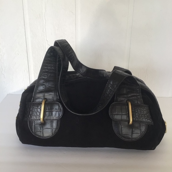 DONALD J. PLINER BLACK SUEDE SATCHEL - Picture 3 of 16